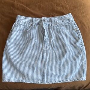 Forever 21 Light Blue & White Striped Denim Mini Skirt
